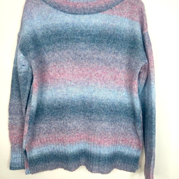 a.n.a‎ Women's Size L Long Sleeve V-Neck Color Block Chain Knit Sweater - Picture 9 of 15